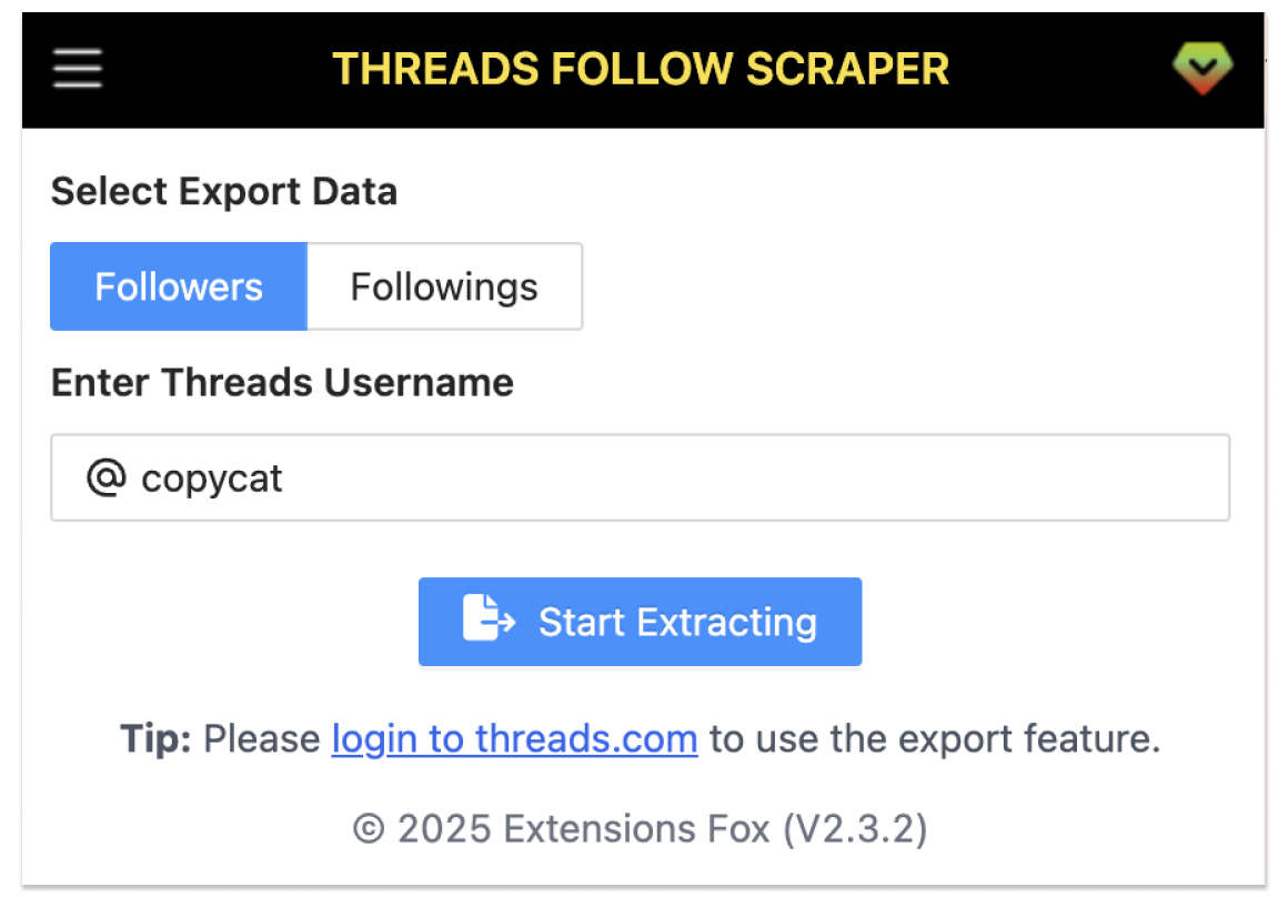 Threads Follow Scraper Screenshot
